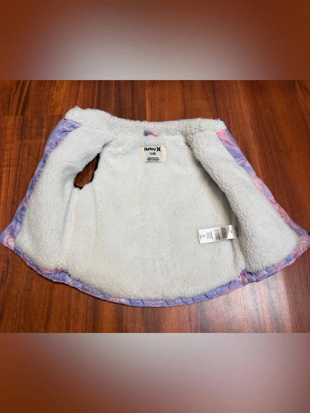 Kids Pink and Lavender Marble Puffer Vest - Brand